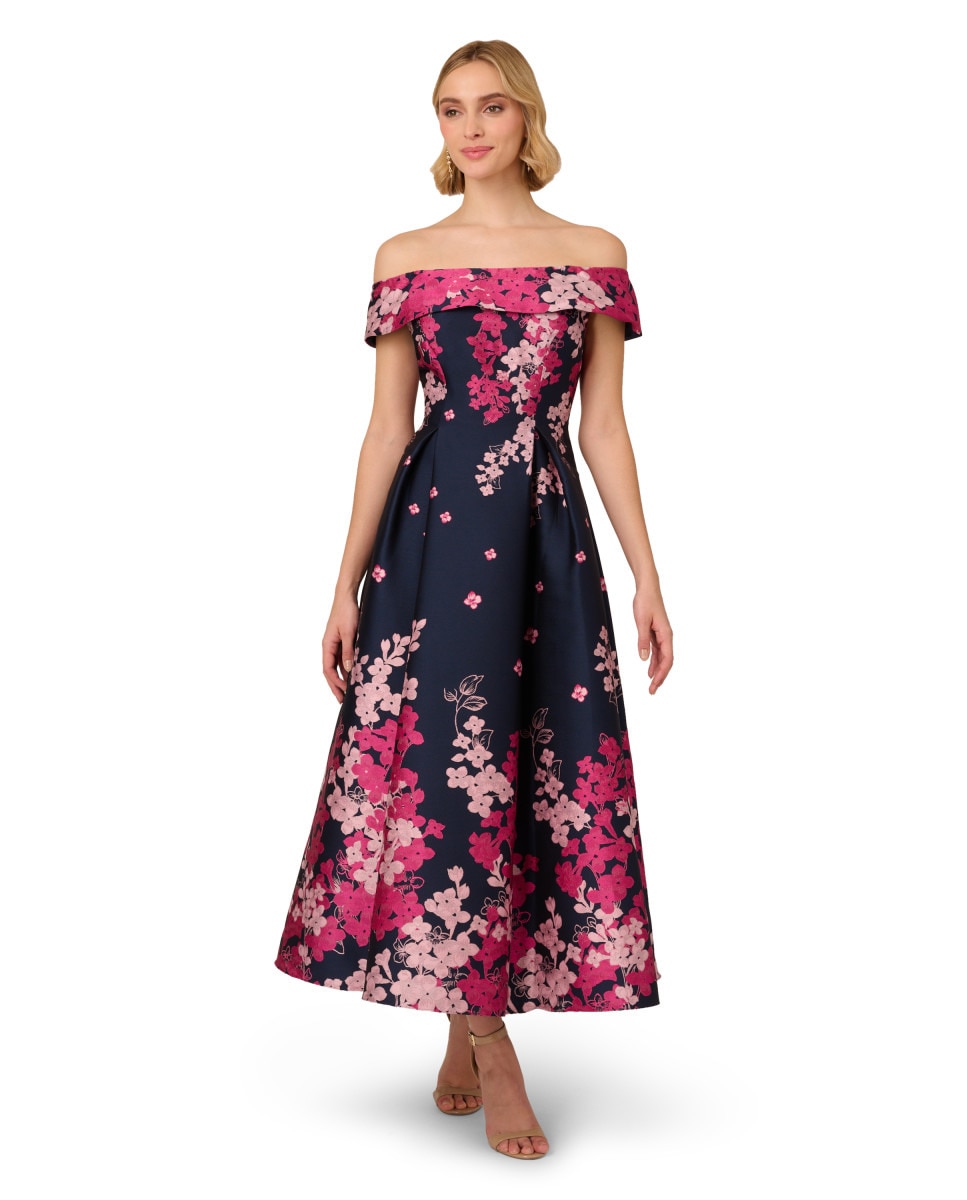 Vestido sem Ombros Azul-marinho-1