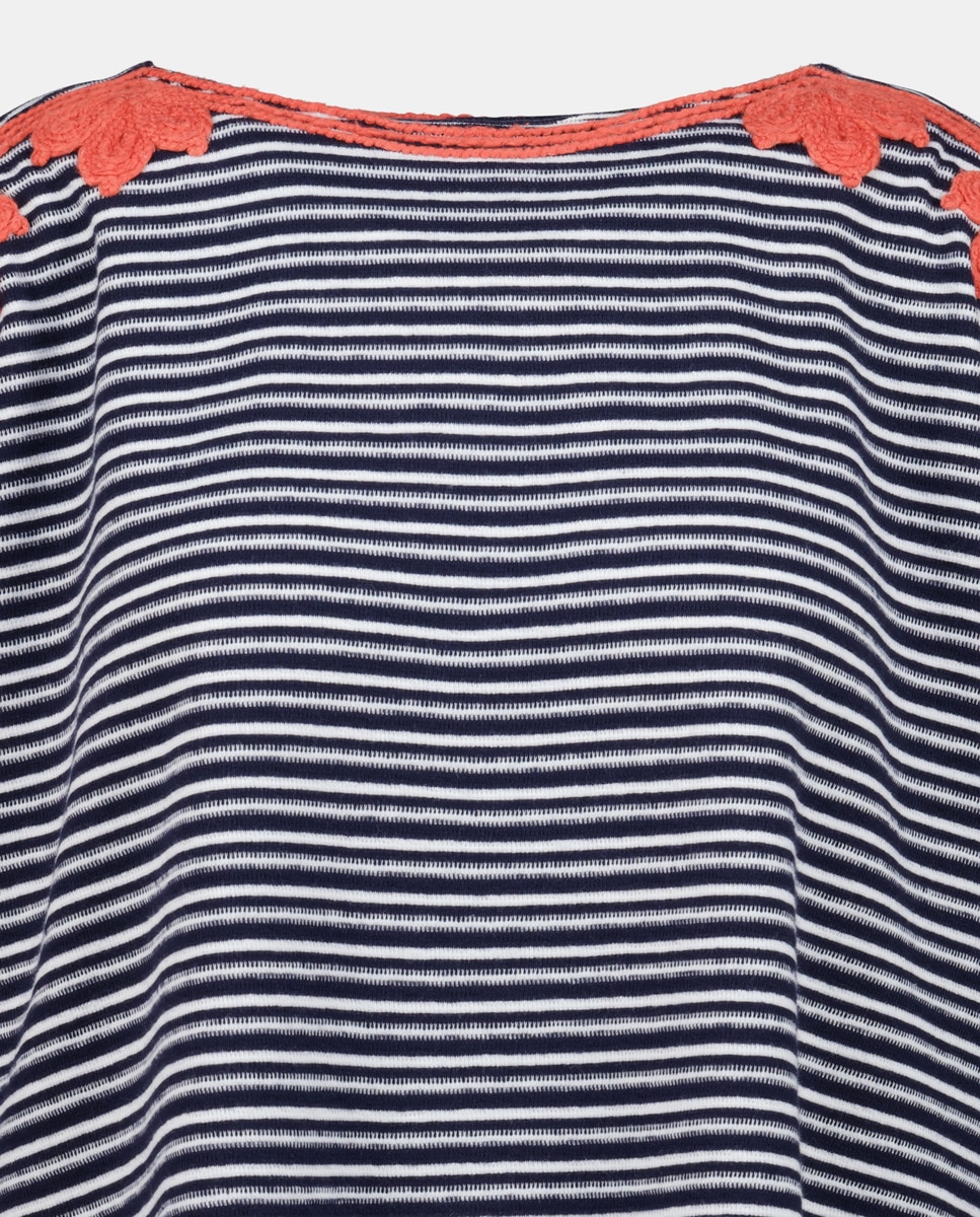 T-shirt de Manga Curta com Bordado no Ombro Azul-marinho-5