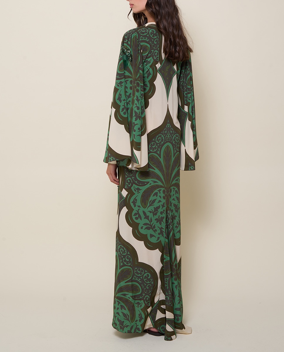 Vestido midi de seda Verde oscuro-8