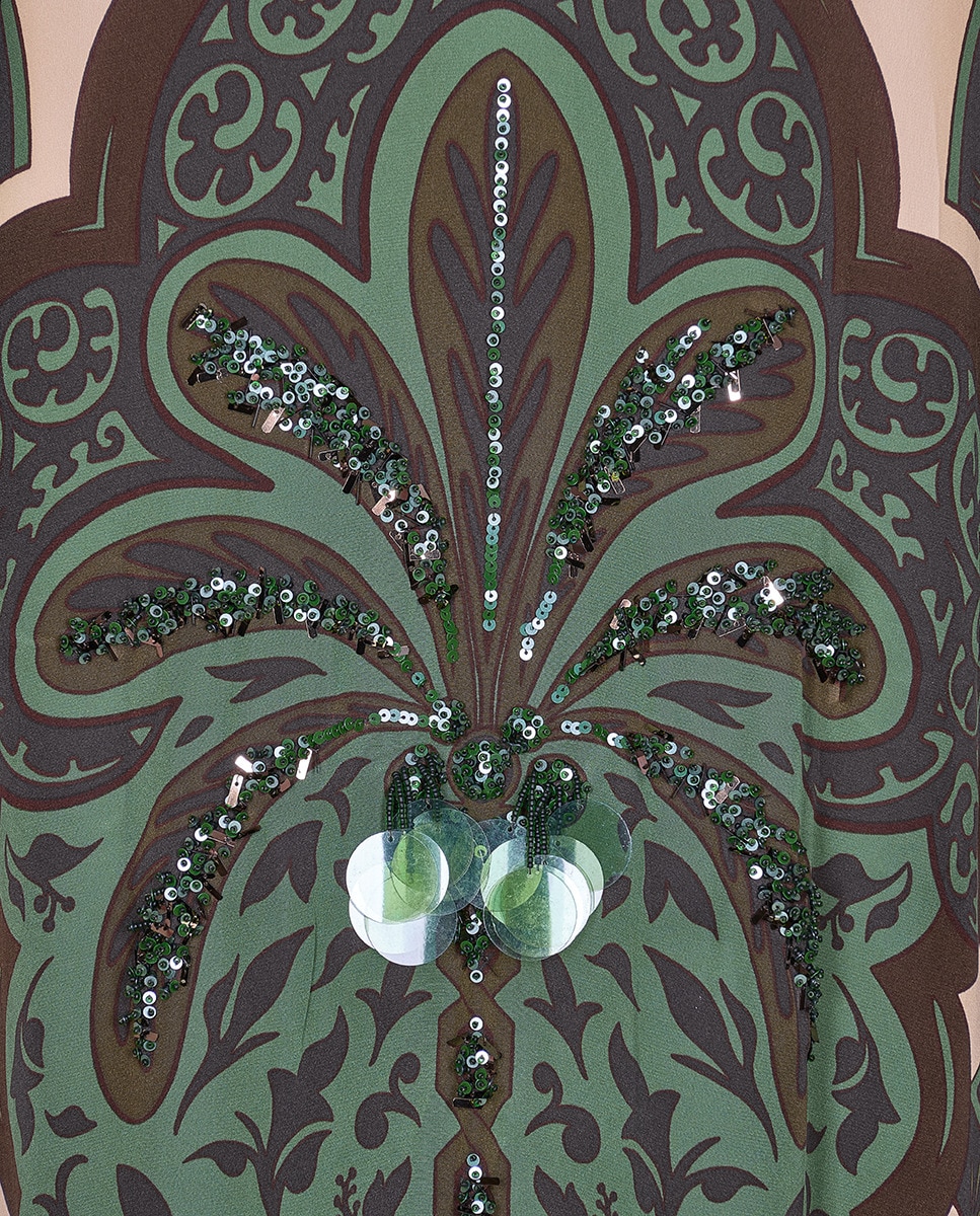 Vestido midi de seda Verde oscuro-4