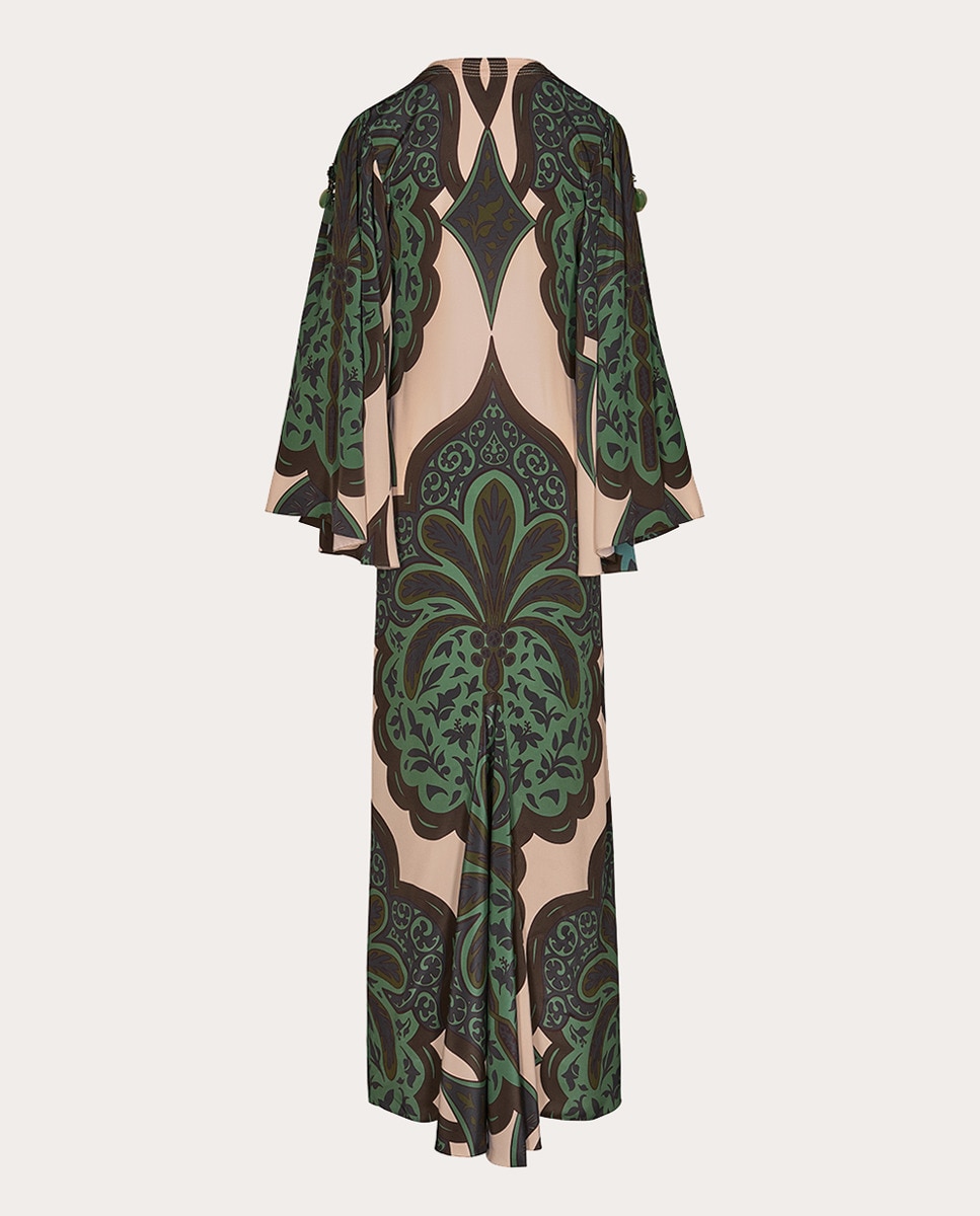 Vestido midi de seda Verde oscuro-2