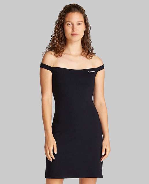 Imagem 0 de Vestido de Gola Bardot com Manga Curta