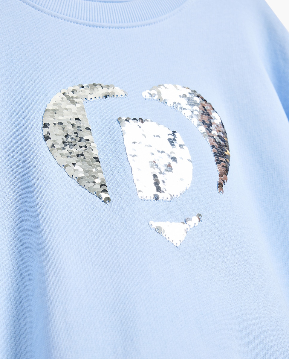 Sweatshirt com Logótipo Espelhado Azul-claro-3