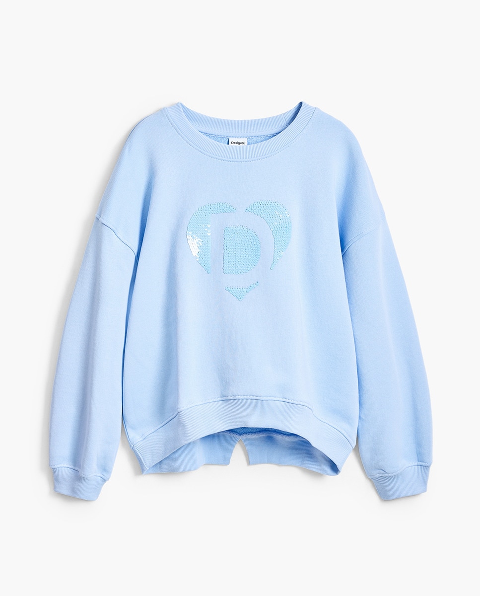 Sweatshirt com Logótipo Espelhado Azul-claro-1