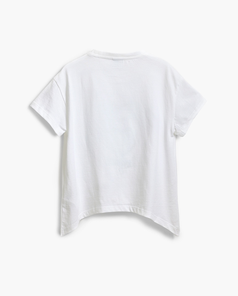 T-shirt com Coração de Strass Branco-2