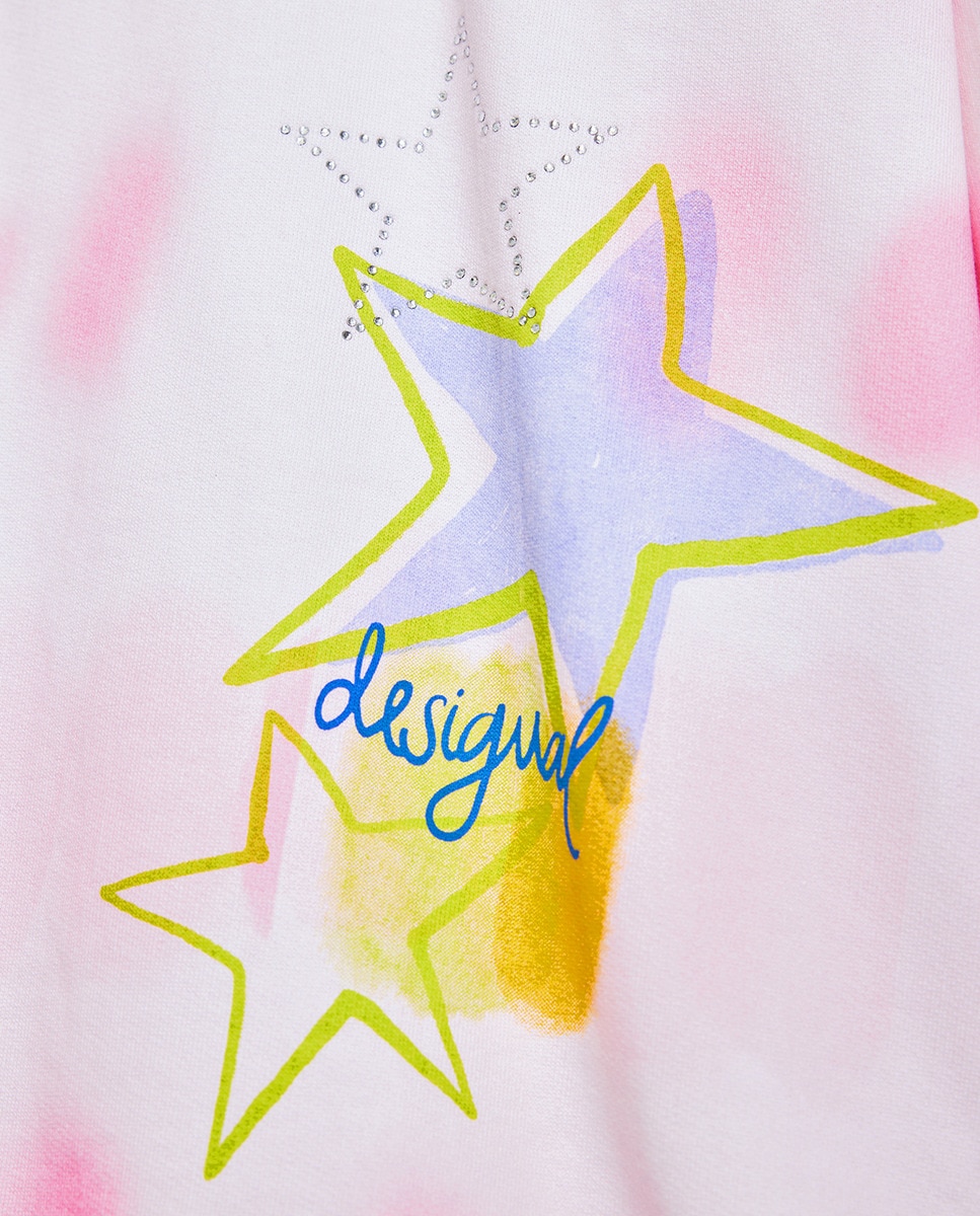 Vestido Tipo Sweatshirt Tie-Dye Rosa-4