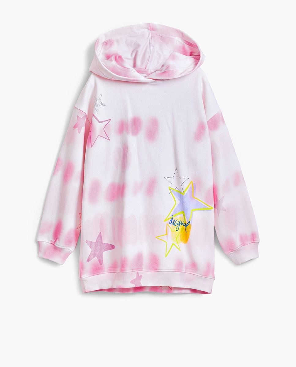 Vestido Tipo Sweatshirt Tie-Dye Rosa-2