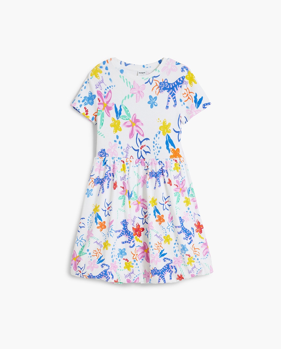 Vestido Curto Estampado Branco-1
