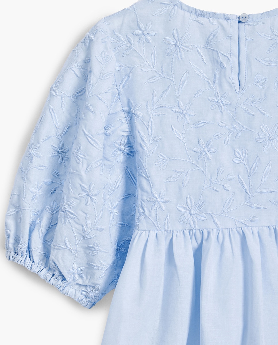 Vestido Curto com Estampado Floral Azul-claro-4