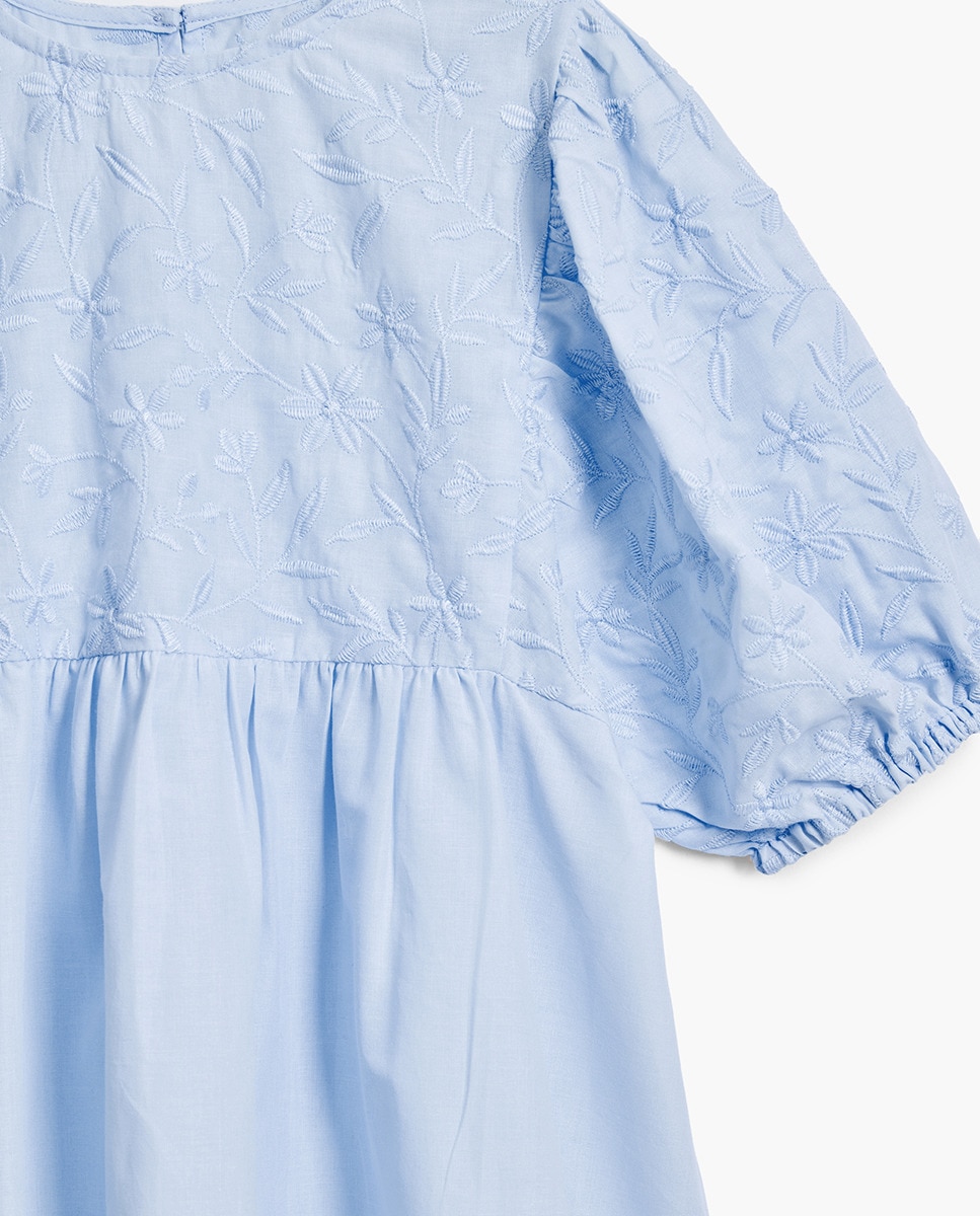 Vestido Curto com Estampado Floral Azul-claro-3