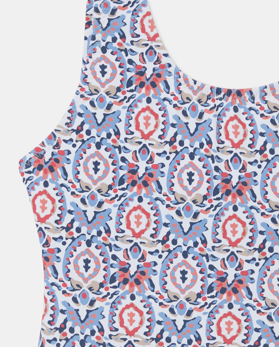 Fato de Banho com Estampado Geométrico Azul-5