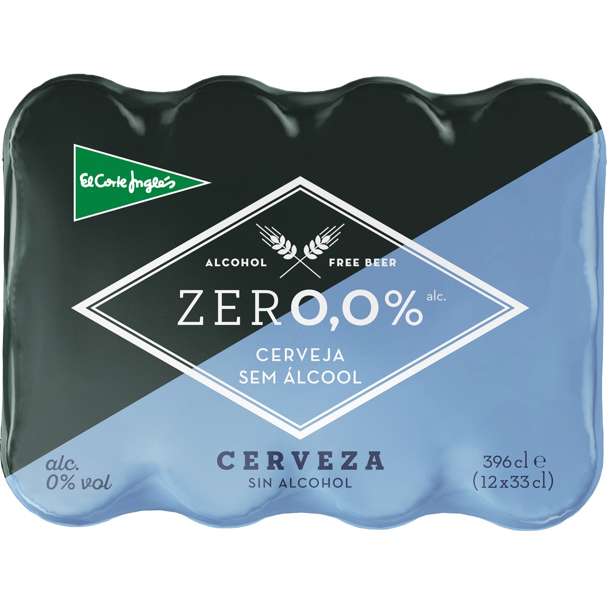 cerveza rubia tradicional Zero 0,0% sin alcohol pack 12 latas 33 cl