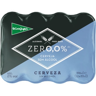 cerveza rubia tradicional Zero 0,0% sin alcohol pack 12 latas 33 cl - El Corte Ingles