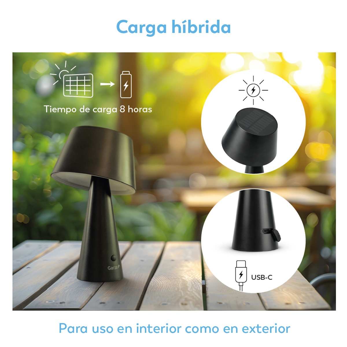 Lampara Mesa Solar Momo 500 Lumen Negro-7