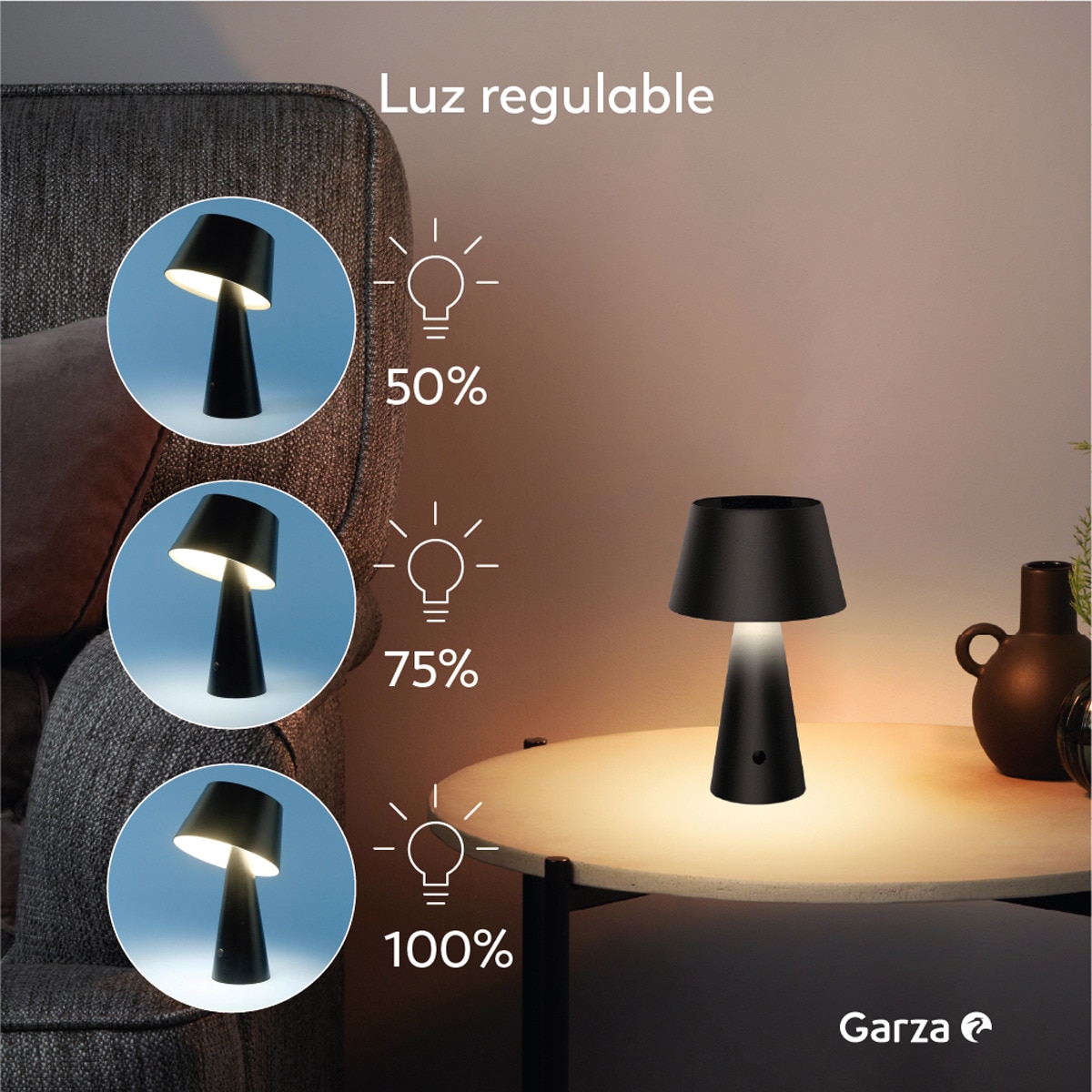 Lampara Mesa Solar Momo 500 Lumen Negro-6