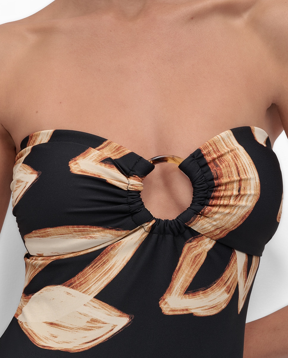 Fato de Banho de Decote Bandeau com Argola e Fita Halter Amovível Multicolor-3