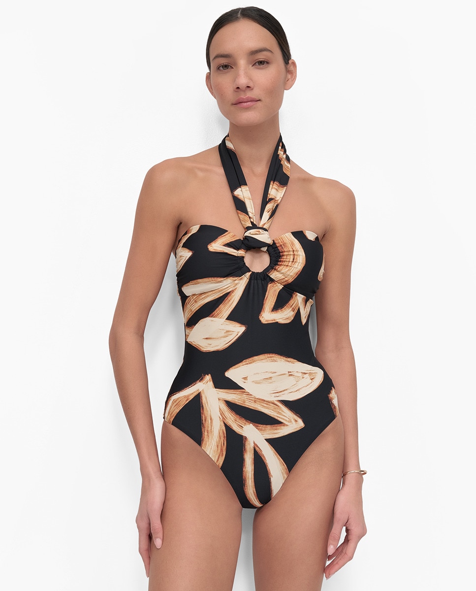 Fato de Banho de Decote Bandeau com Argola e Fita Halter Amovível Multicolor-1