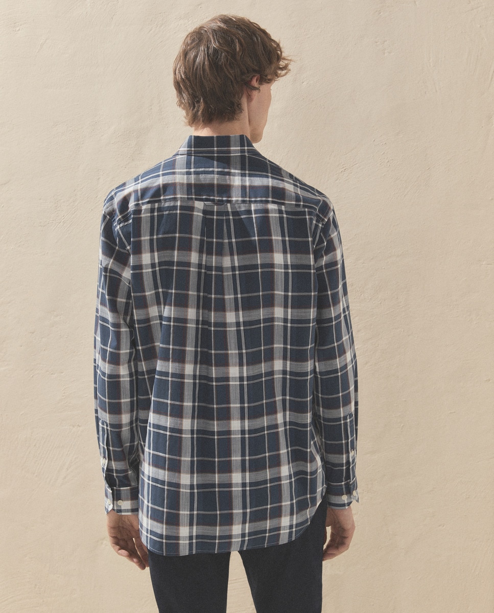 Camisa de Popelina aos Quadrados Azul-marinho-6