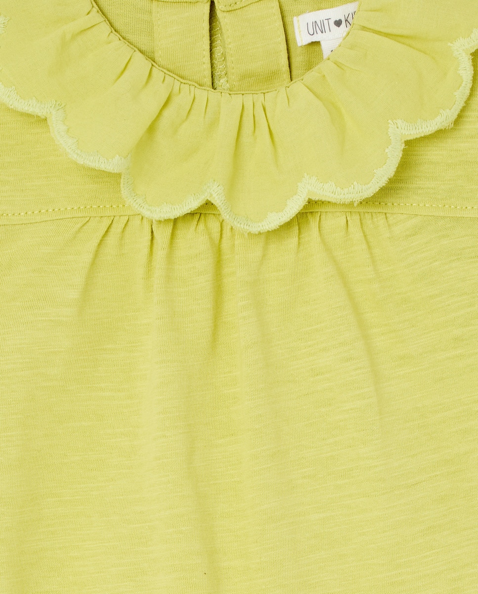 Camiseta bebé niña cuello lino Verde claro-3