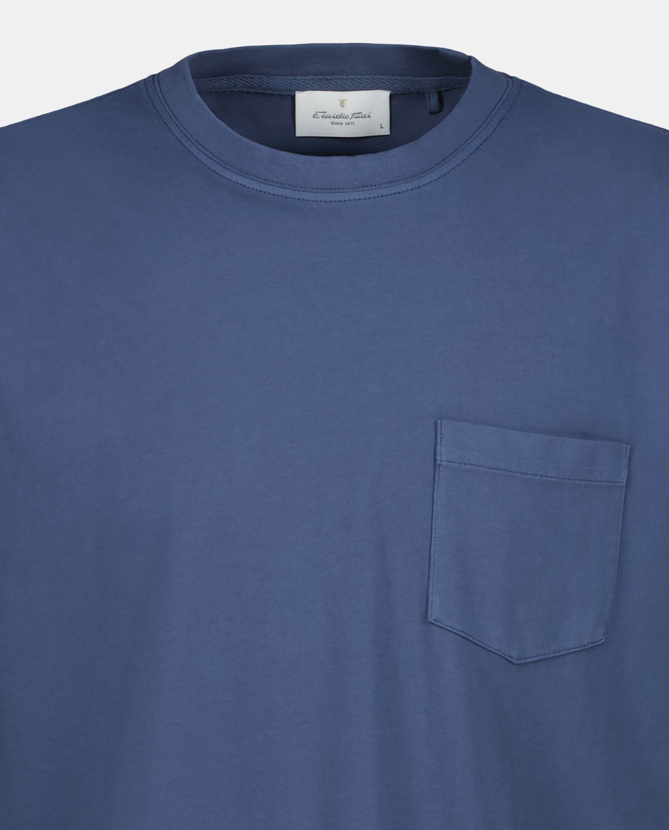 T-shirt de Manga Curta em Jersey Garment Dye Azul-5