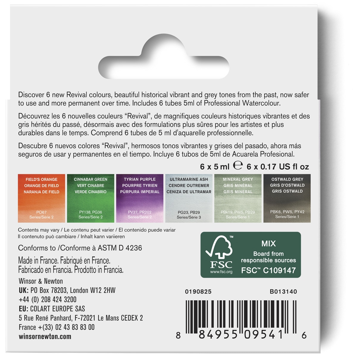 Set de 6 tubos de aguarela profissional Winsor&Newton 3