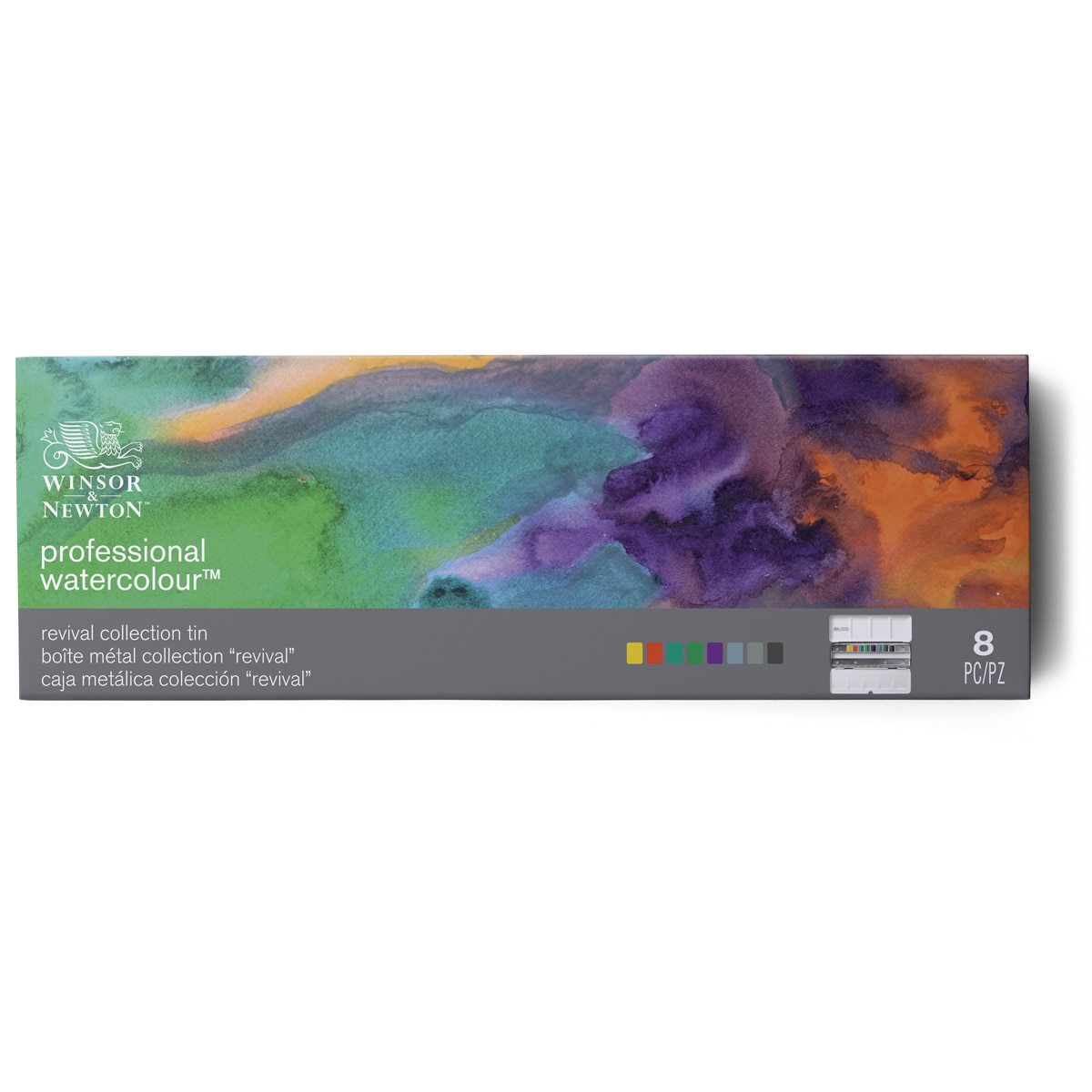 Set caixa metálica preta 8 pastilhas de aguarela profissionais Winsor&Newton 4