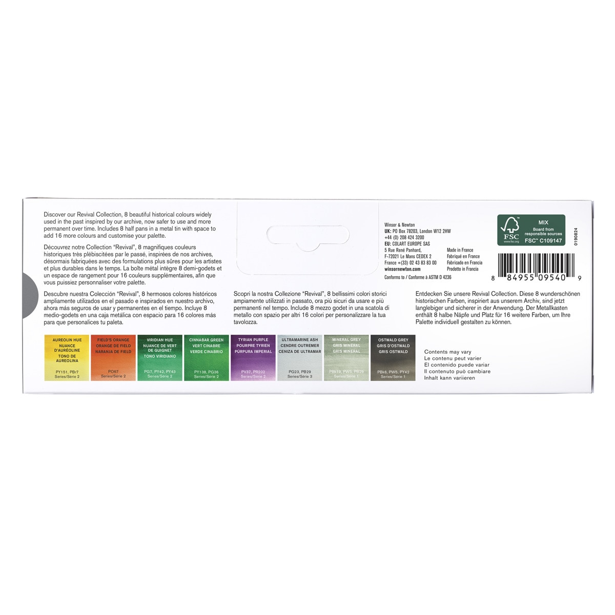 Set caixa metálica preta 8 pastilhas de aguarela profissionais Winsor&Newton 3