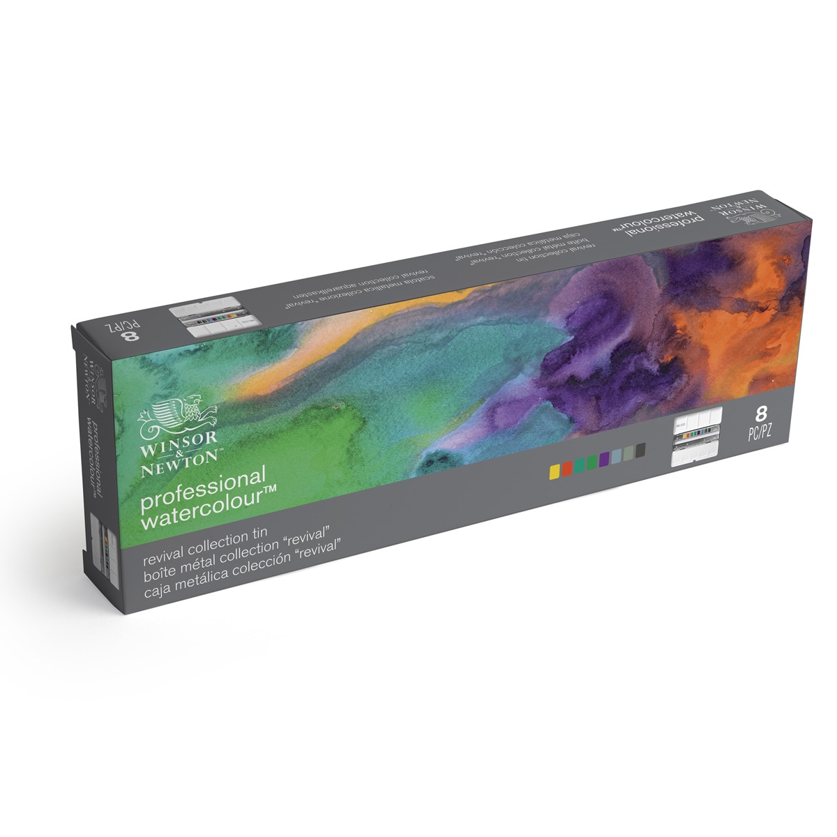 Set caixa metálica preta 8 pastilhas de aguarela profissionais Winsor&Newton 2