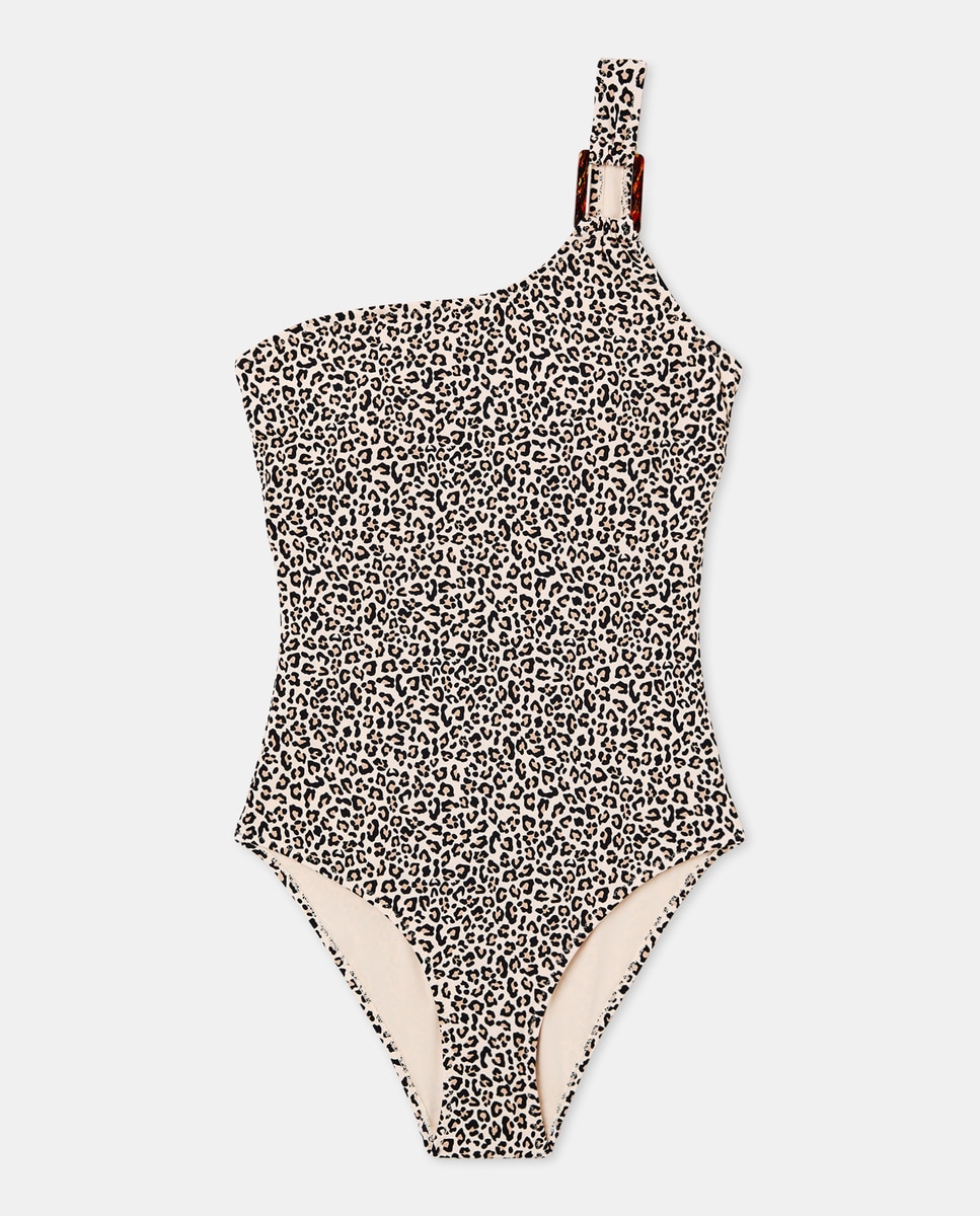 Fato de Banho com Animal Print de Leopardo Castanho-4