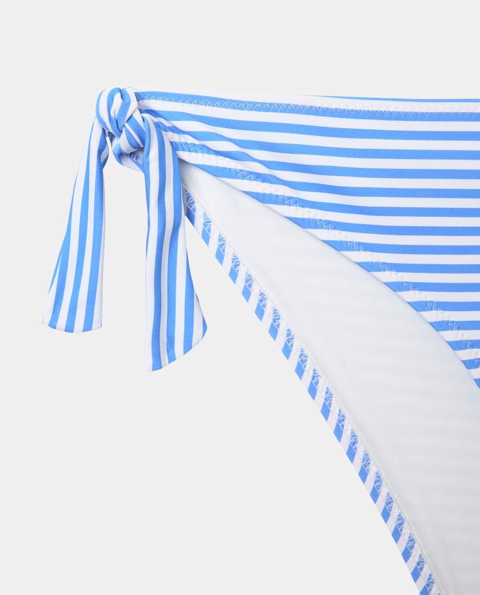 Tanga às Riscas com Folhos 400 Azul-5