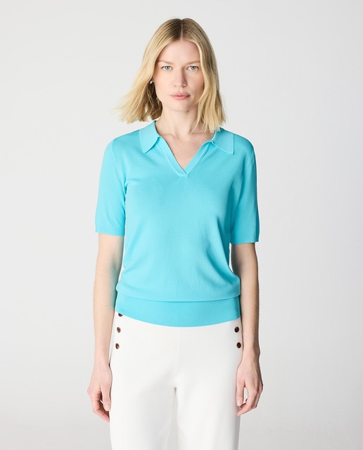 Imagen 0 de Jersey de mujer básico cuello polo manga corta