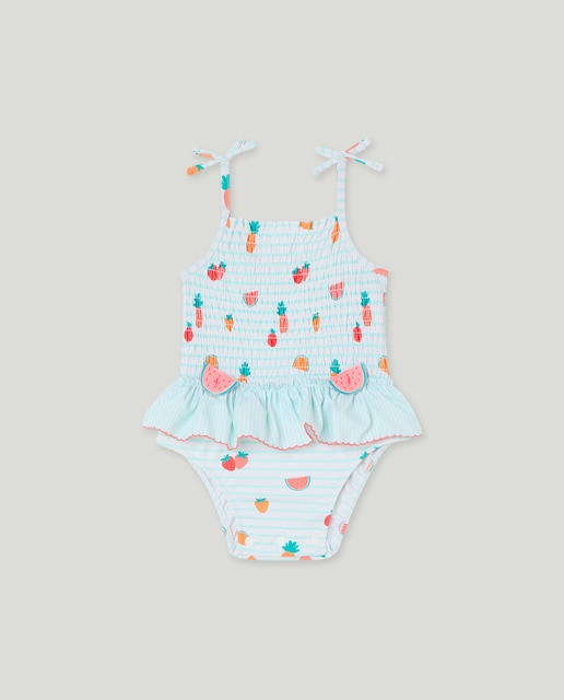 Imagen 0 de Bañador de bebé niña con estampado de frutas