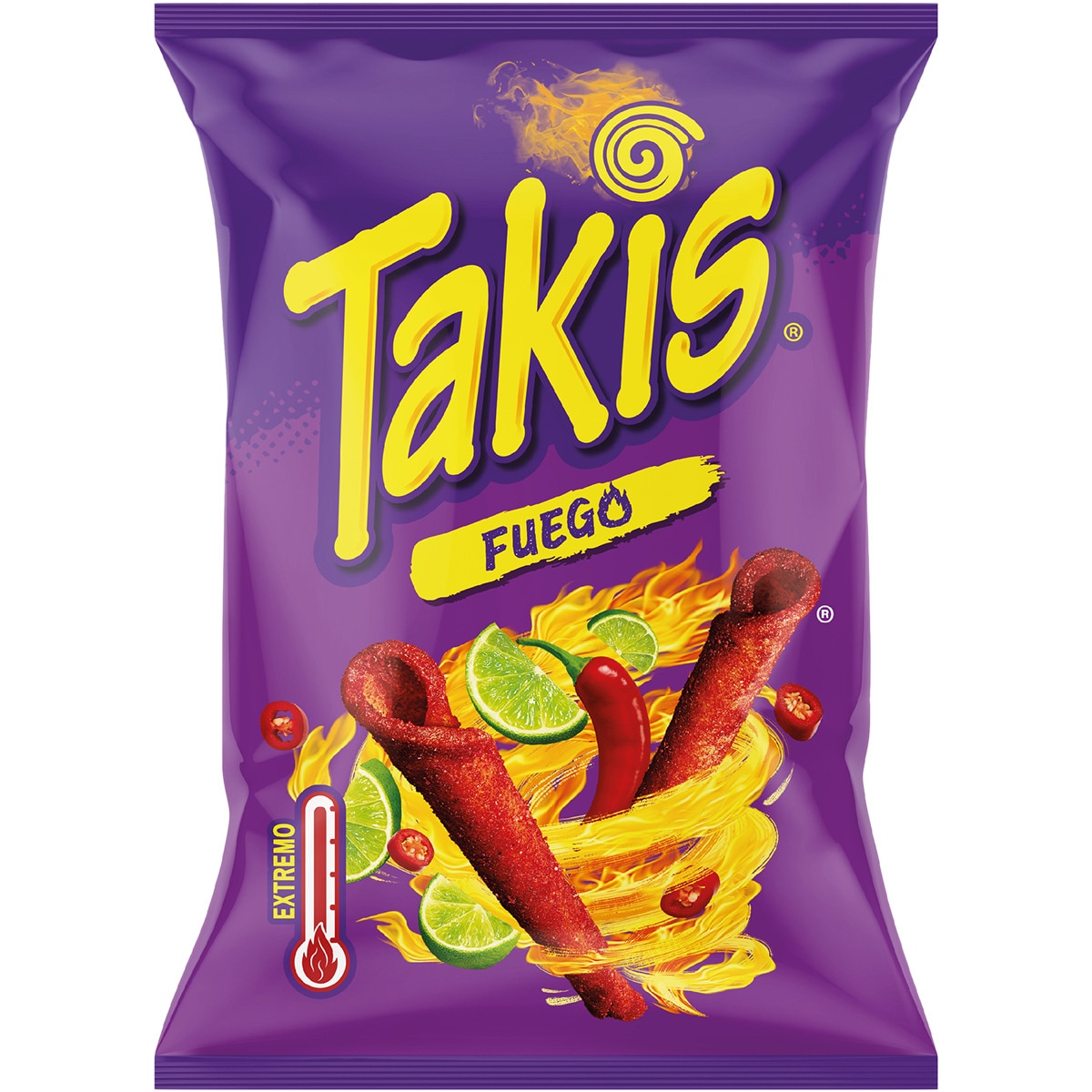 rollitos de maíz Fuego Extremo sabor a lima picante bolsa 130 g