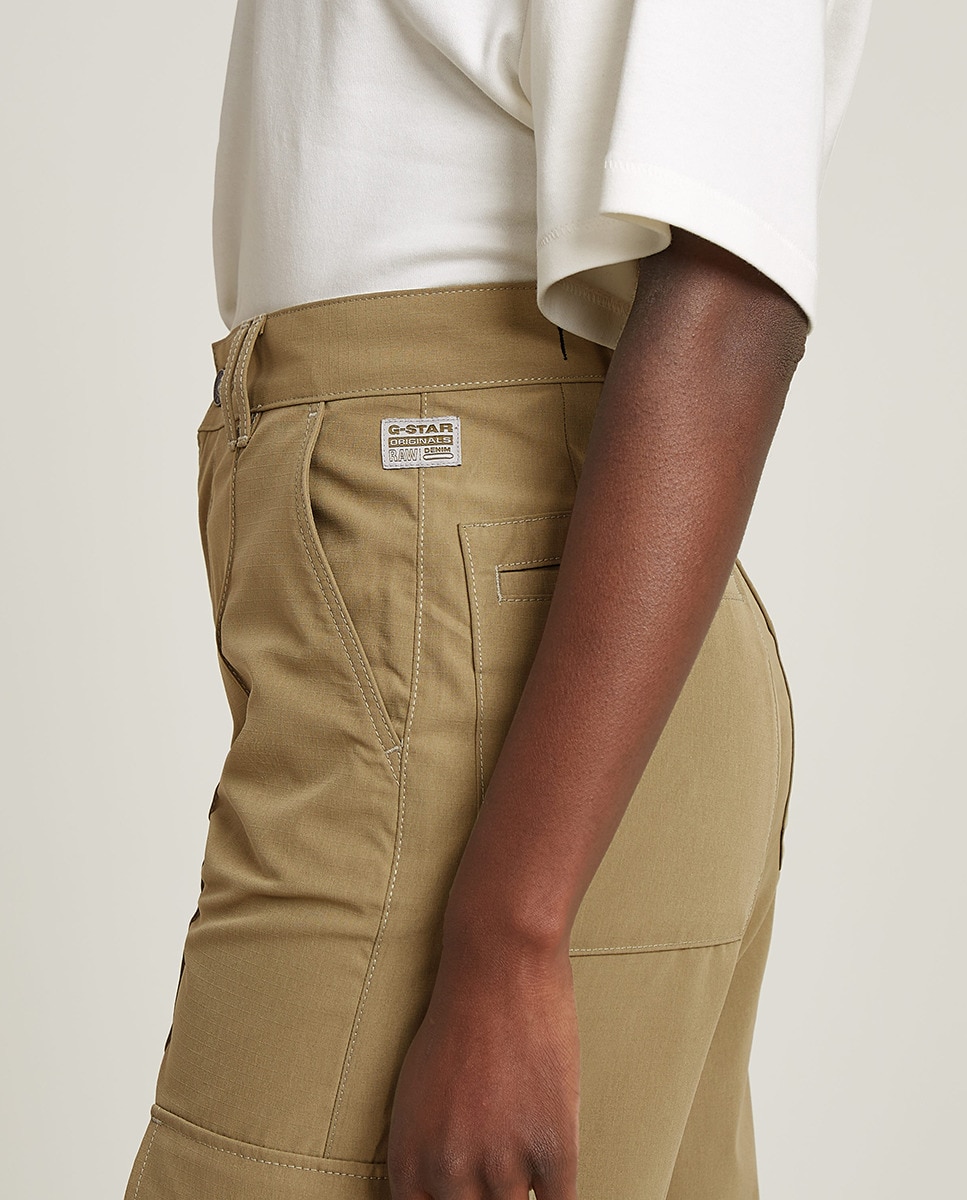 Calças High Waist Cargo Verde-5
