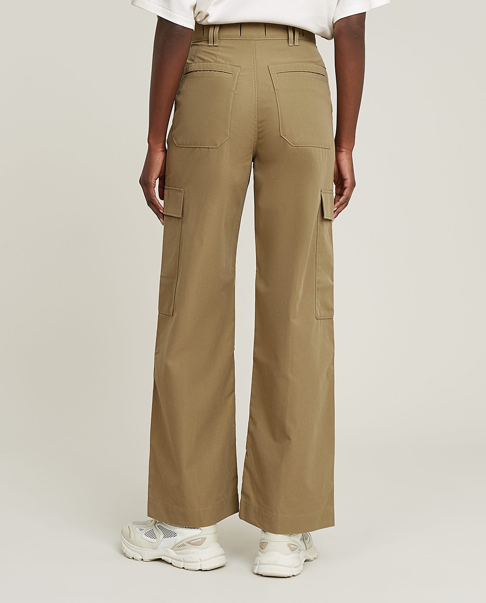 Calças High Waist Cargo Verde-2