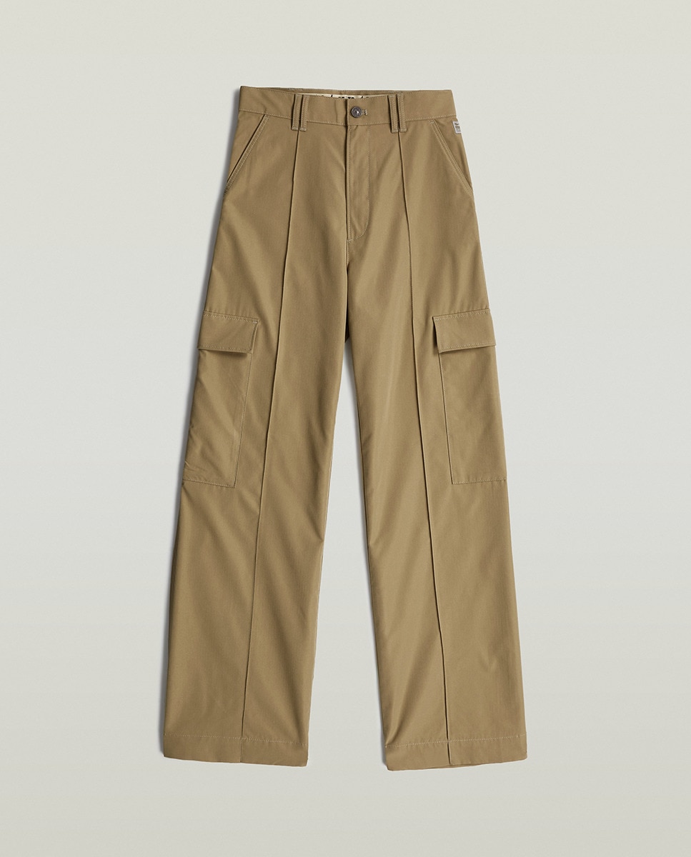 Calças High Waist Cargo Verde-7