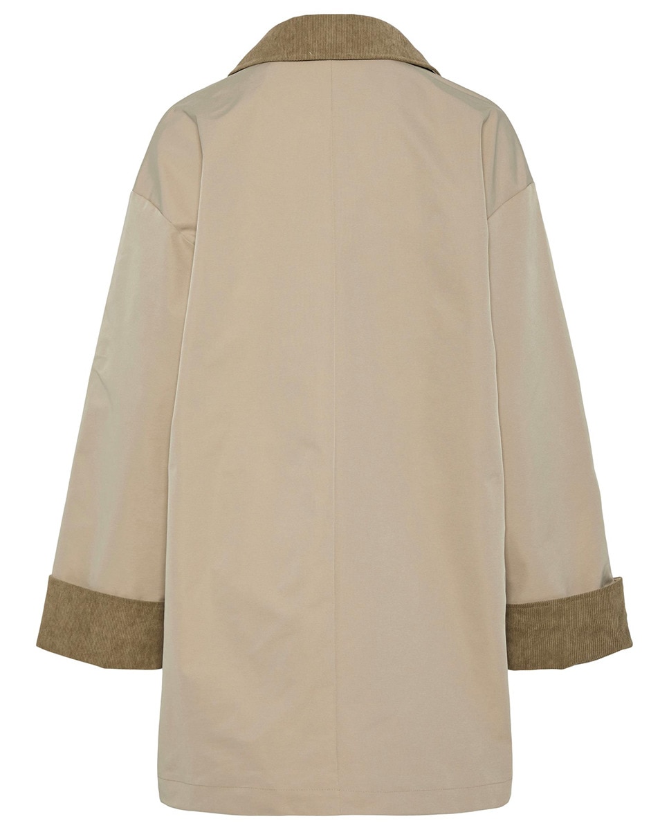 Gabardine com Detalhe de Bombazina Castanho-claro-6
