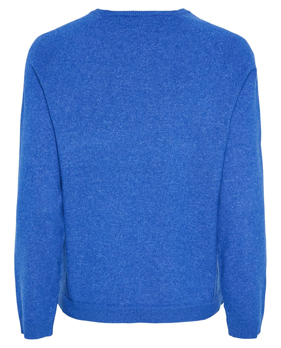 Camisola de Malha com Decote Redondo Azul-índigo-5