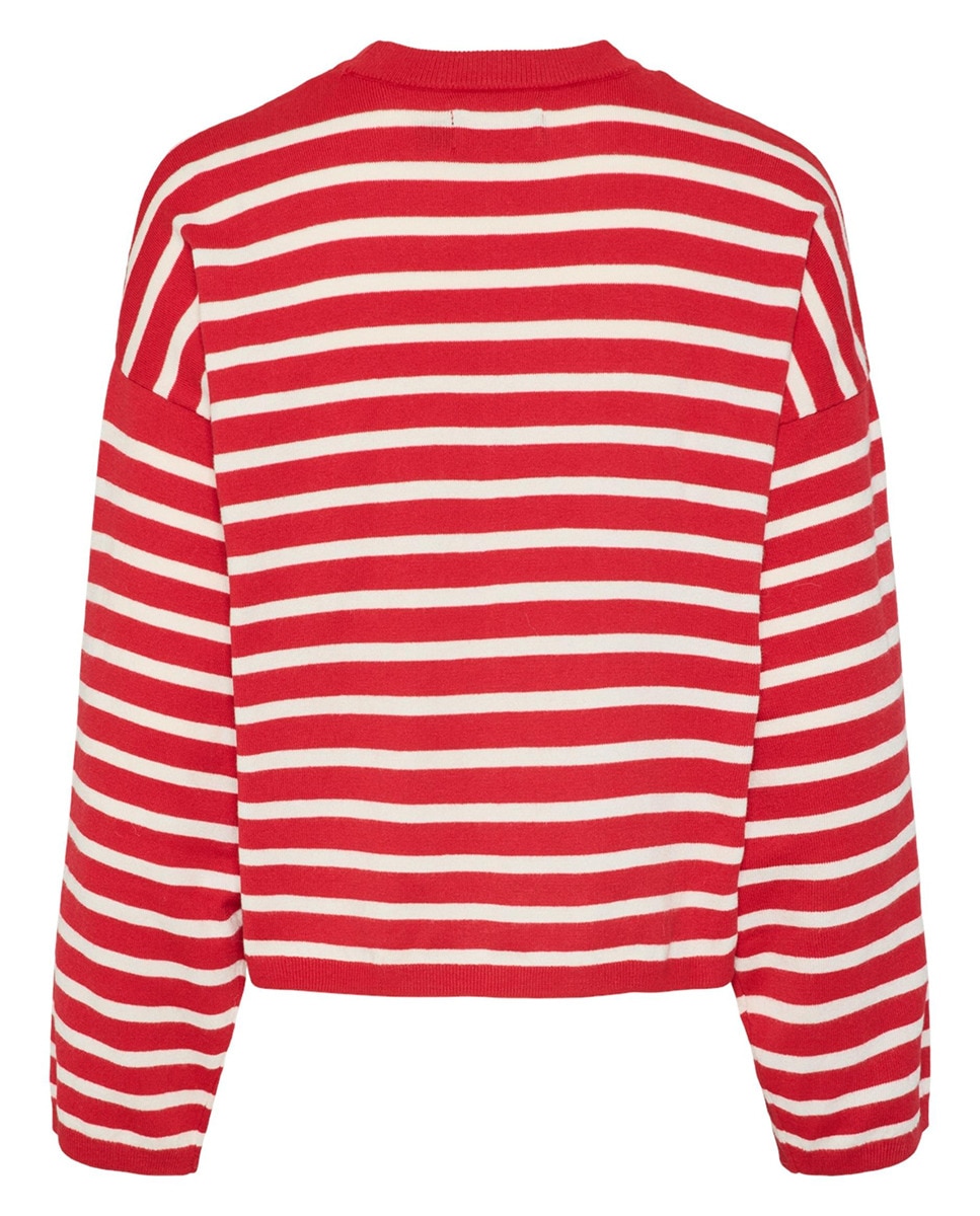 Camisola de Malha às Riscas Vermelho-5