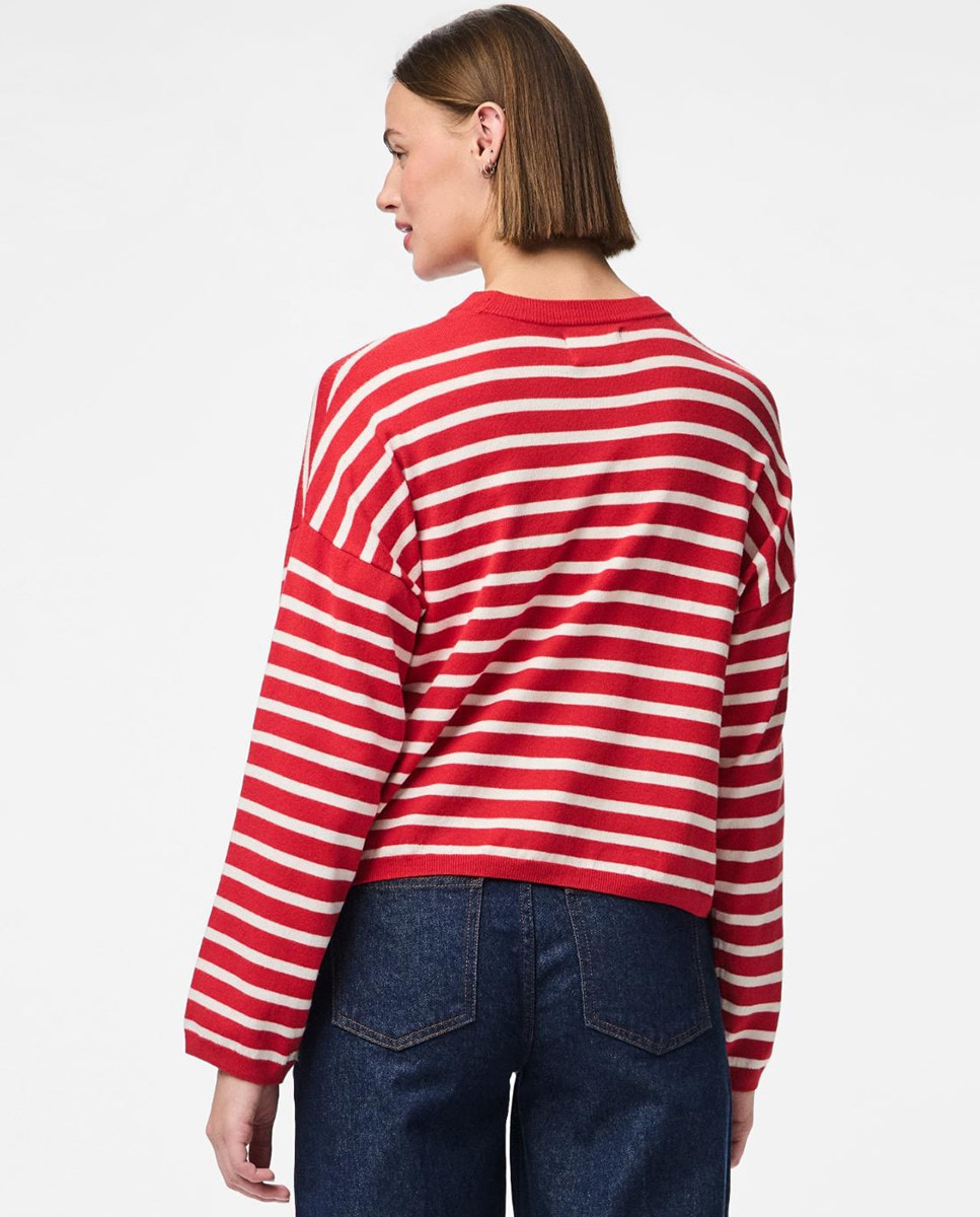Camisola de Malha às Riscas Vermelho-2