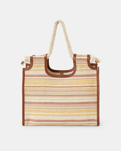 Imagem 0 de Mala Shopper às Riscas com Alça de Cordão