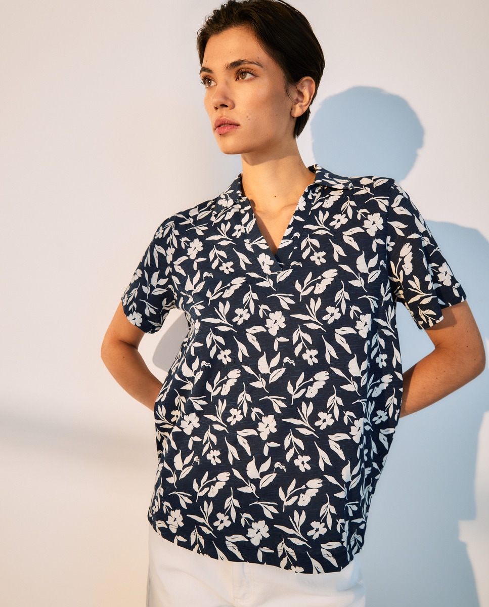 Polo Estampado Azul-1