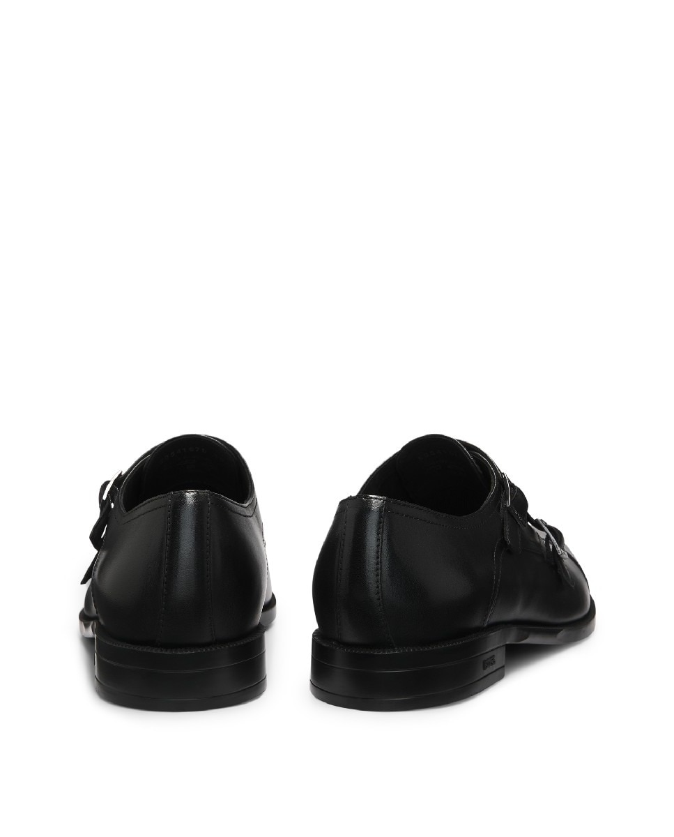 Sapatos de Fivela Dupla em Pele Preto-4