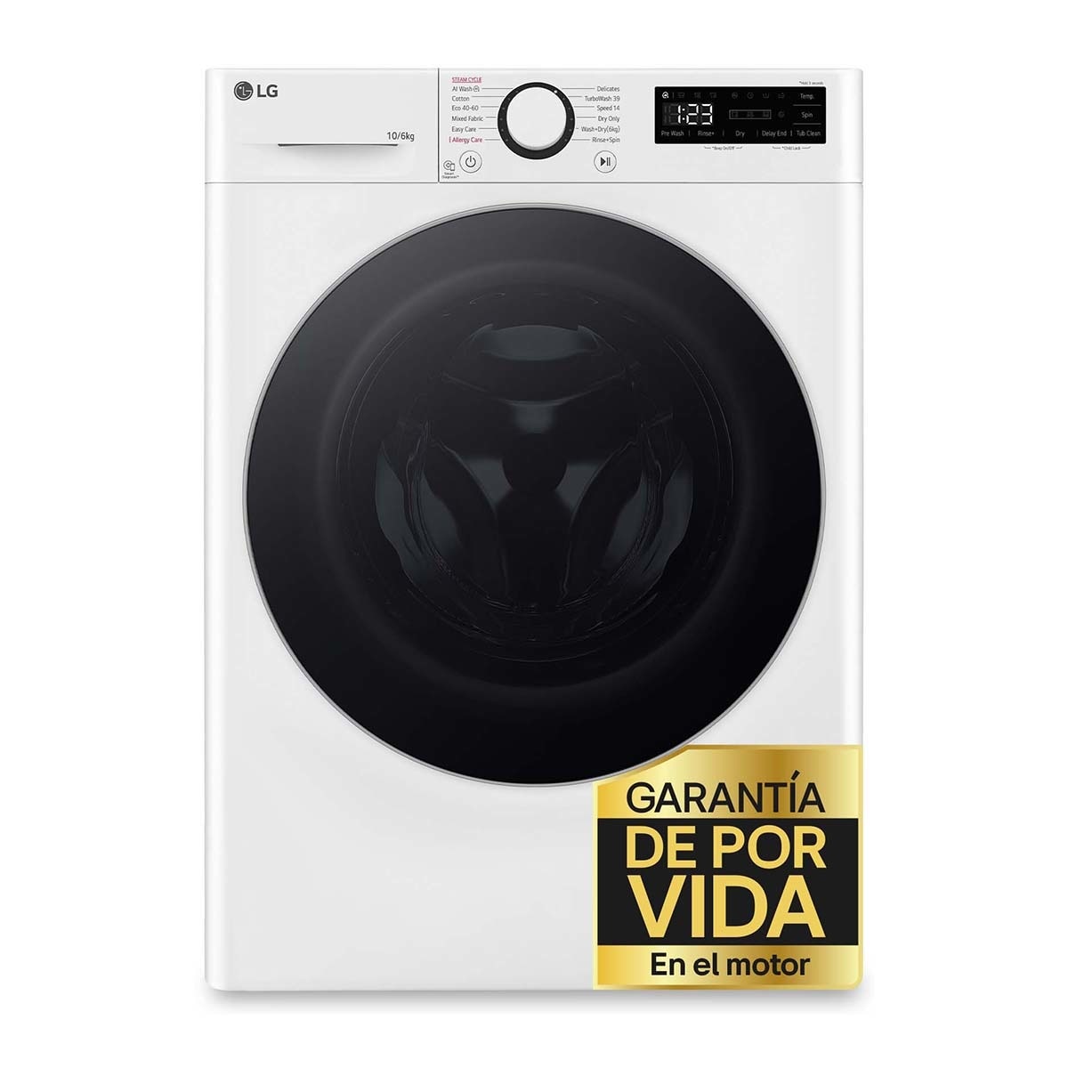 Imagen 0 de Lavadora secadora LG 10 kg lavado,  6 kg secado,  1.400 rpm, inteligencia artificial - F4DR6010A1W