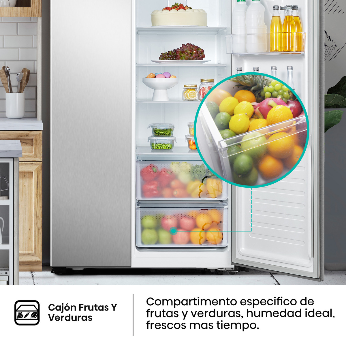 Frigorífico americano Hisense con Dispensador de agua - RS677N4WCD Inox-8