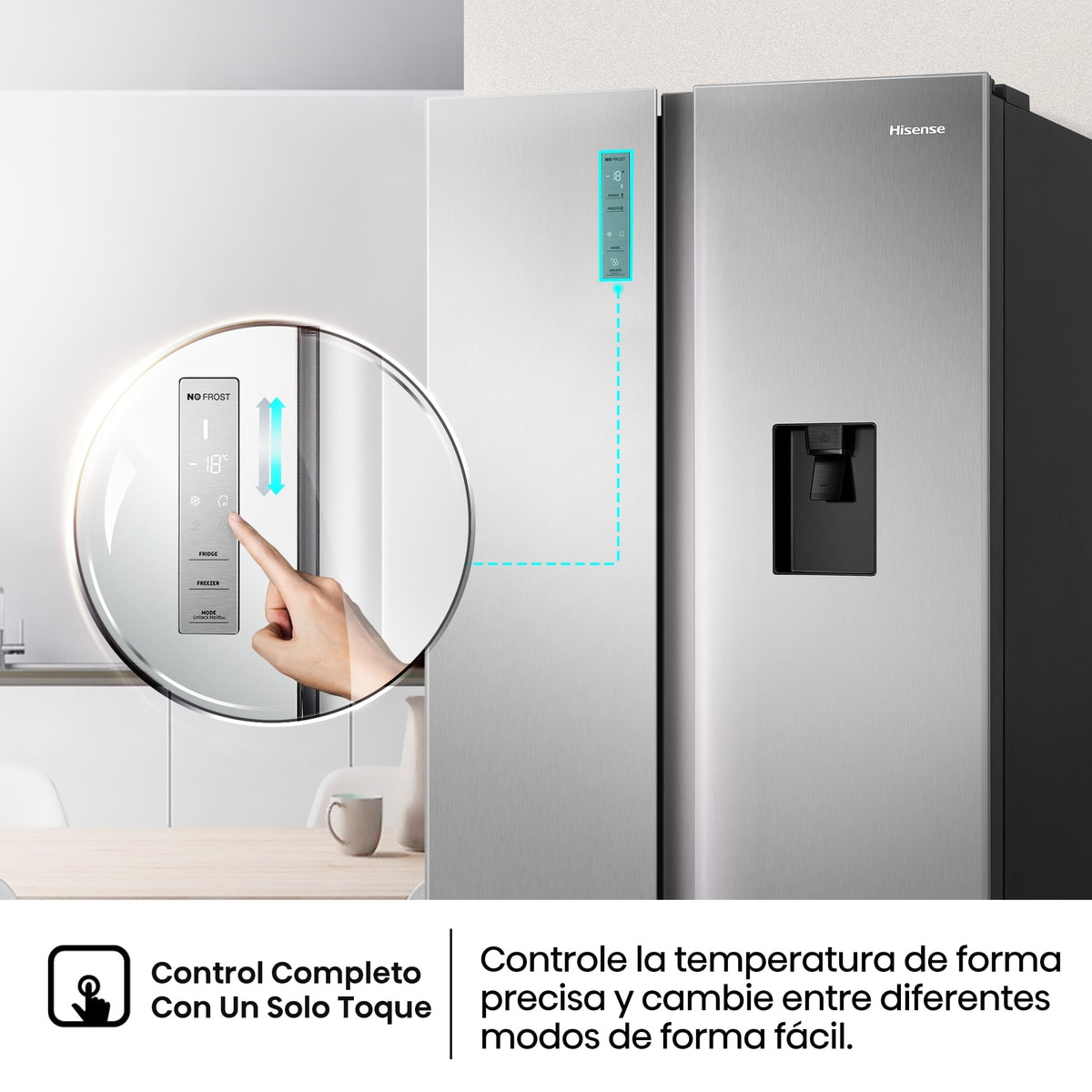 Frigorífico americano Hisense con Dispensador de agua - RS677N4WCD Inox-10