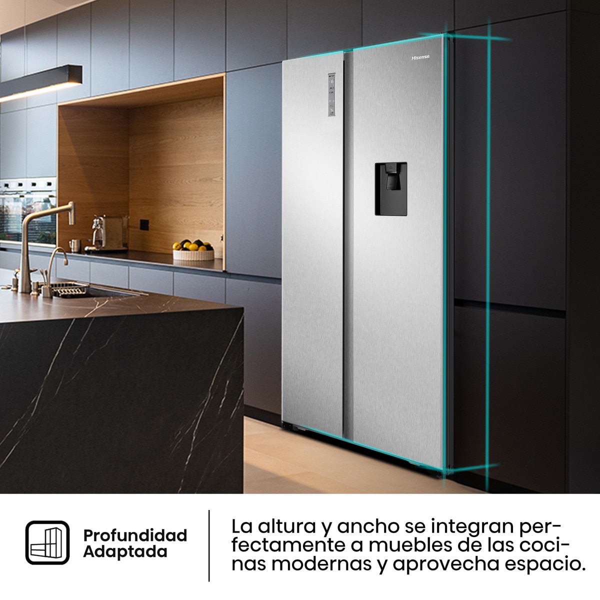 Frigorífico americano Hisense con Dispensador de agua - RS677N4WCD Inox-11