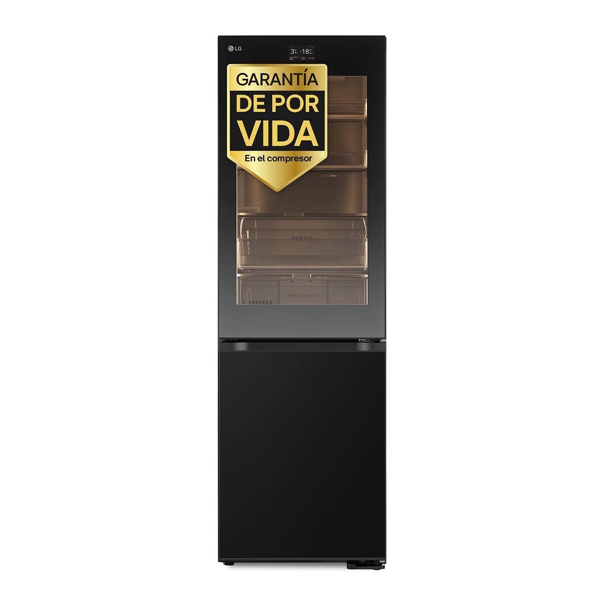 Frigorífico Combinado LG GBG7190CEV No Frost, Instaview e DoorCooling e de 186 cm - Black Steel Aço preto-1
