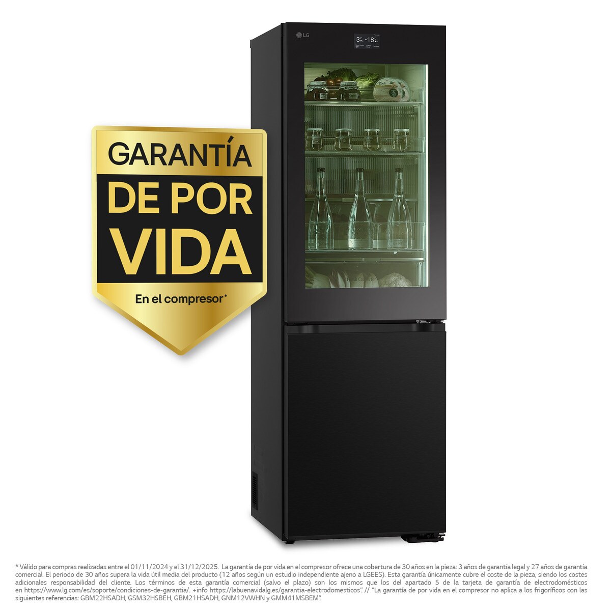 Frigorífico Combinado LG GBG7190CEV No Frost, Instaview e DoorCooling e de 186 cm - Black Steel Aço preto-5