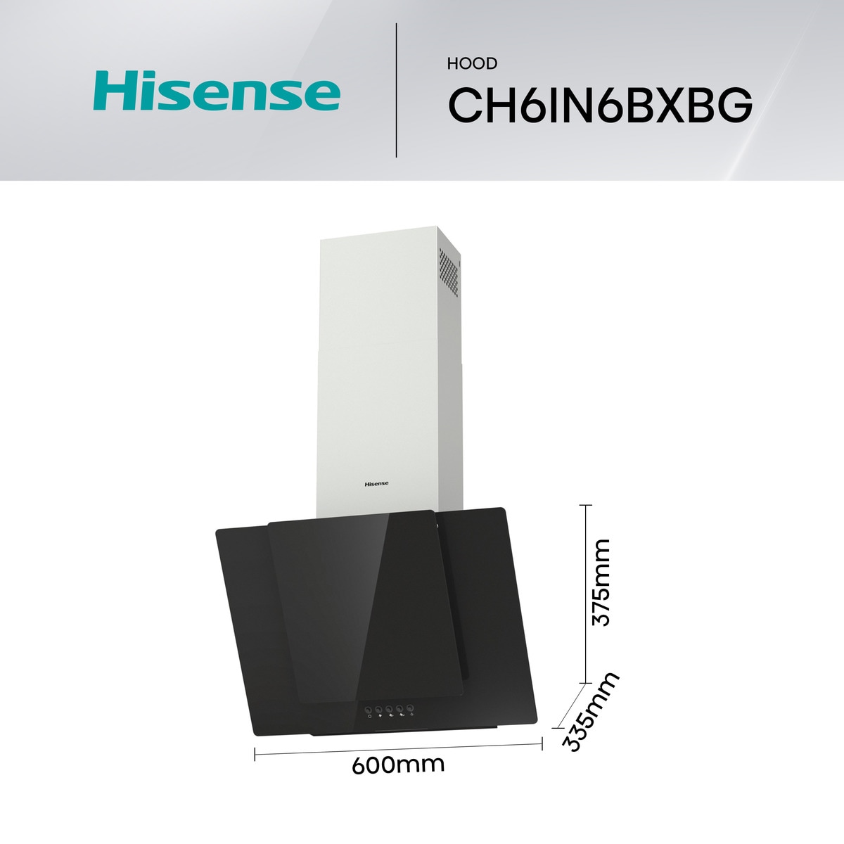 Campana decorativa Hisense 3 velocidades - CH6IN6BXBG Negro/Acero inox-3